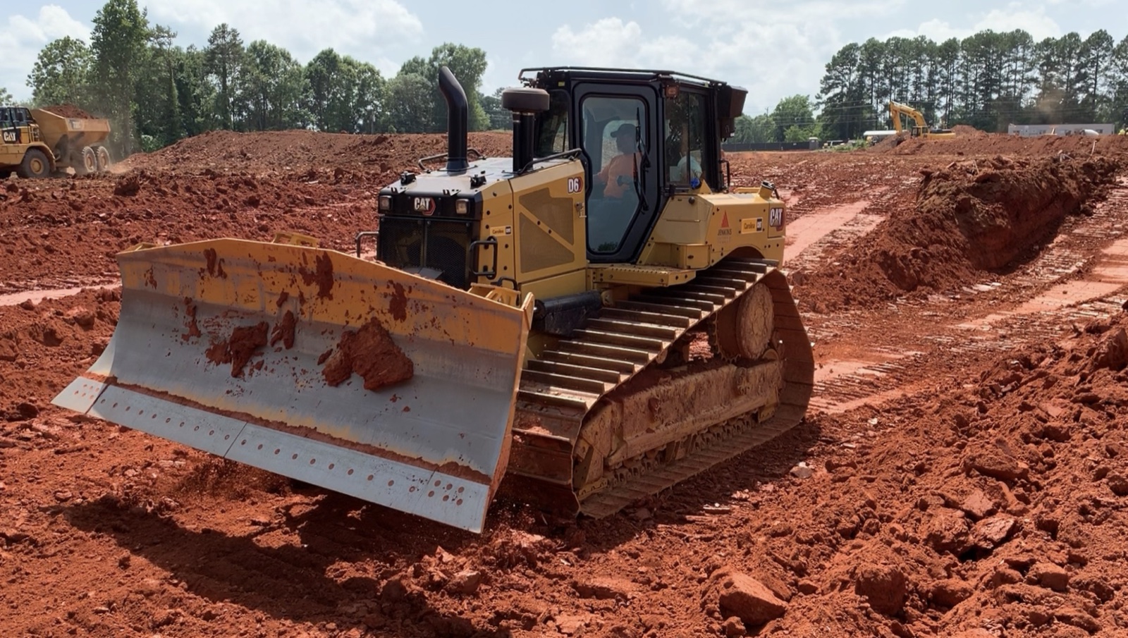 Jenkins Cat D6 dozer grading red Carolina clay